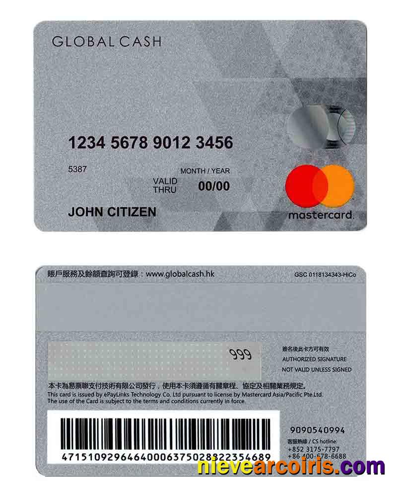 Hong Kong Global Cash mastercard 